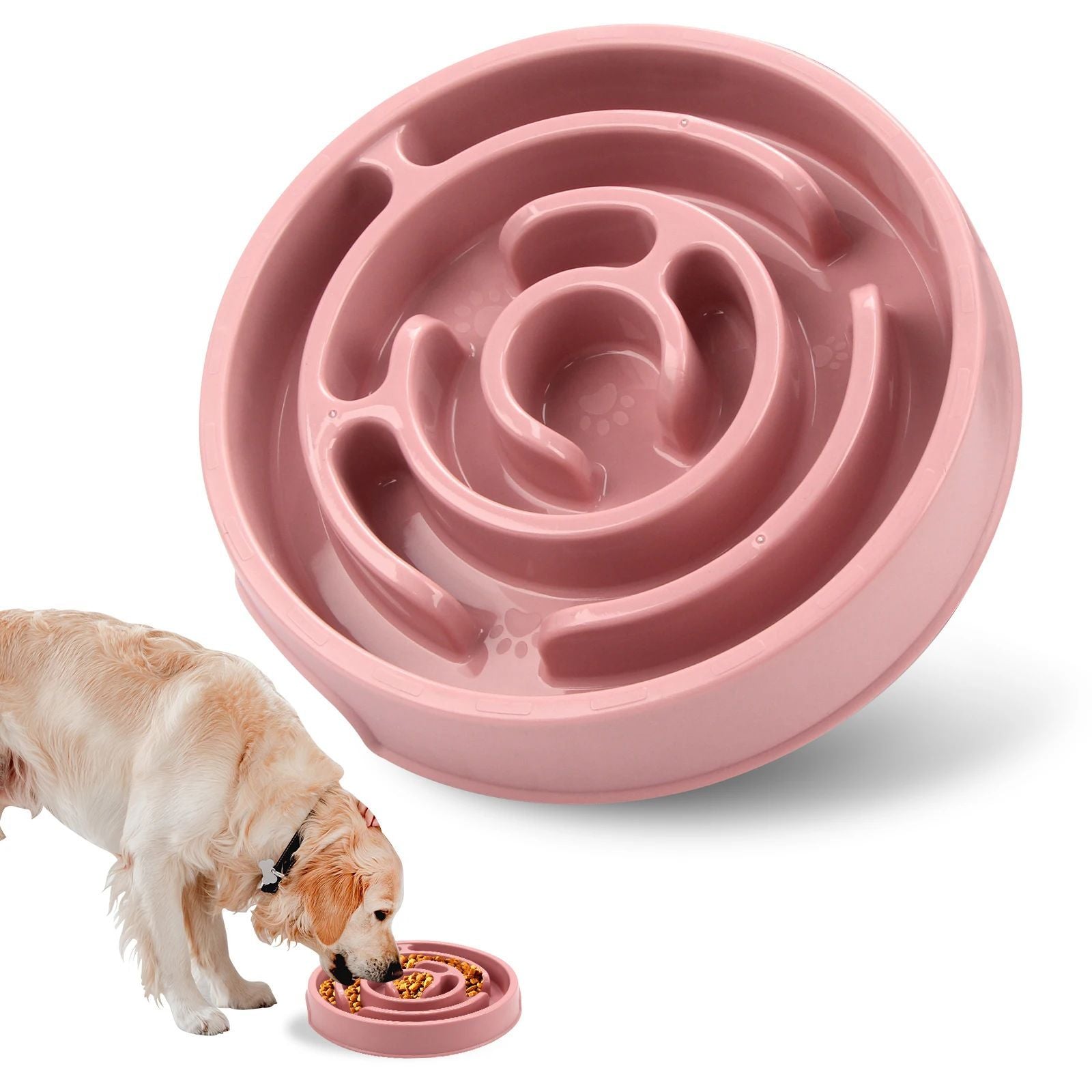 Gamelle anti glouton rose pour chat et chien 